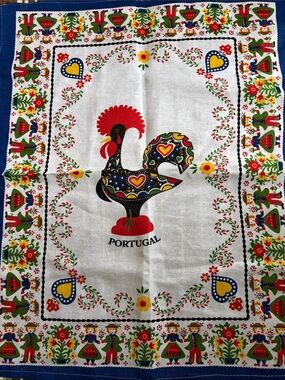 Portugal Rooster Decorative Tea Towel - Multicolor Folk Design